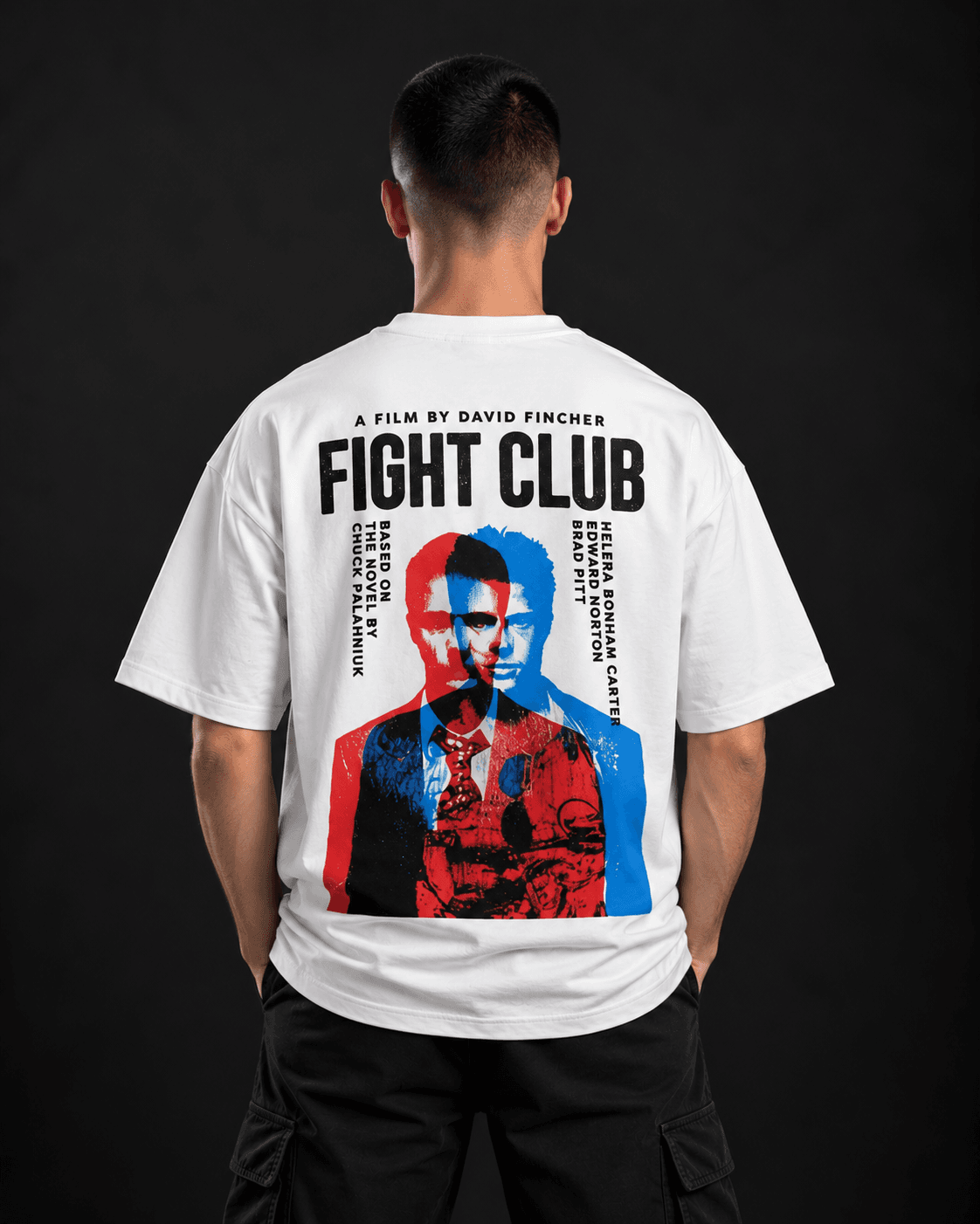 Fight Club oversized t-shirt back view with movie poster print