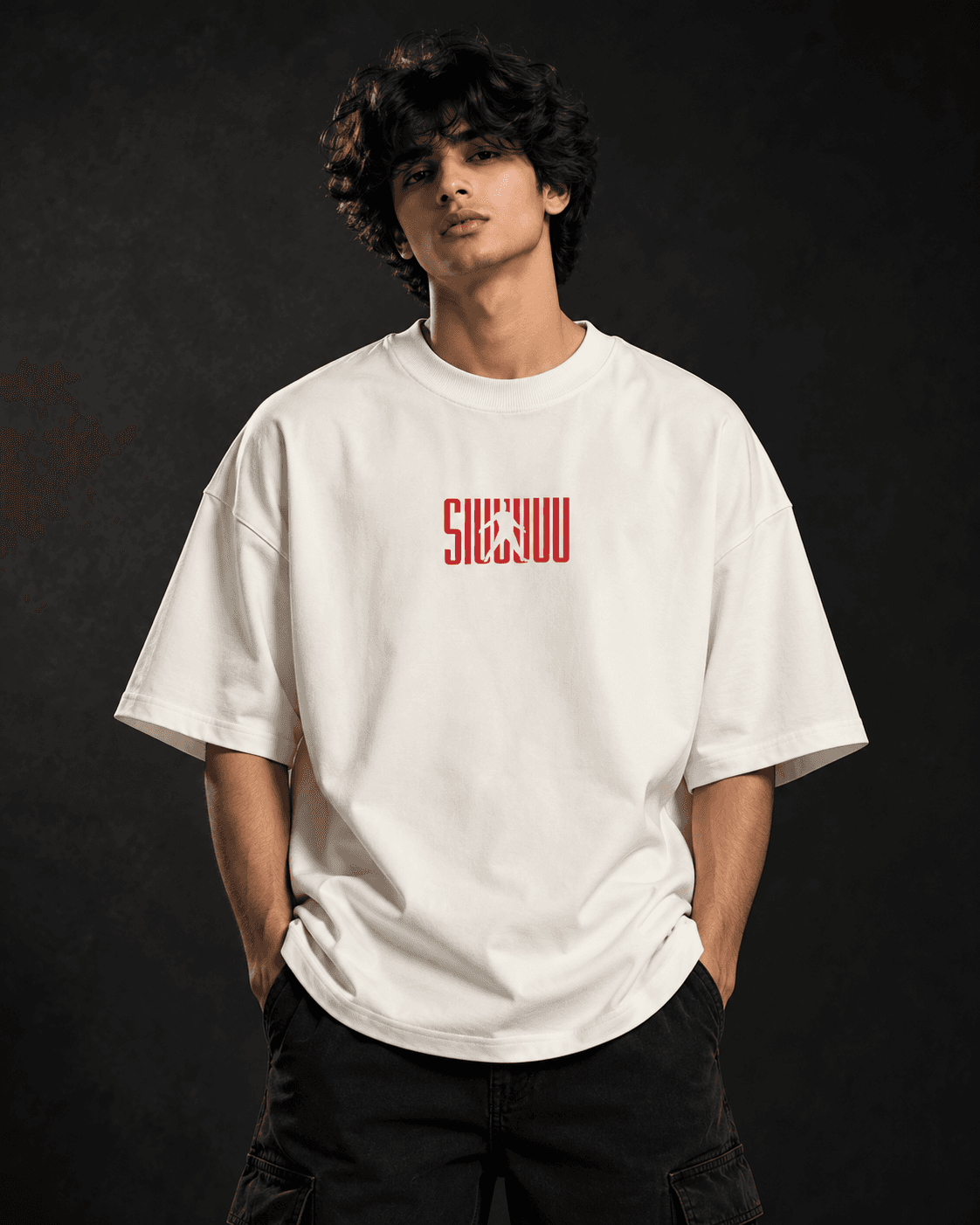 Ronaldo Siuuu oversized t-shirt front view in off-white