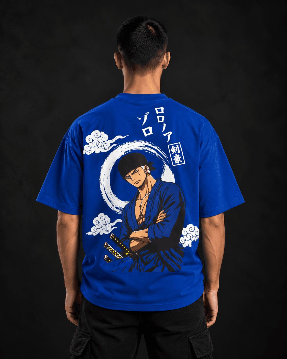 Roronoa Zoro anime oversized t-shirt back view with Zoro print