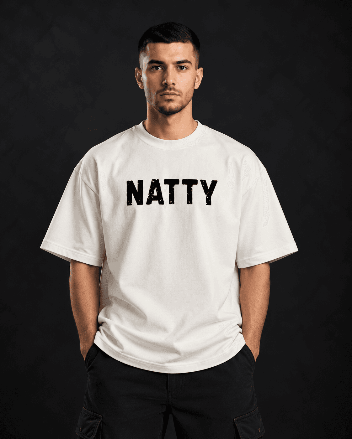 Natty oversized gym t-shirt front view in white