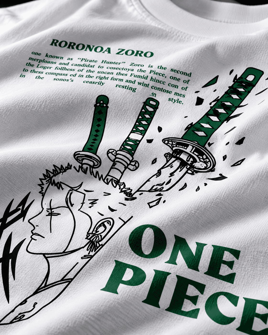 Roronoa Zoro three swords back print close-up