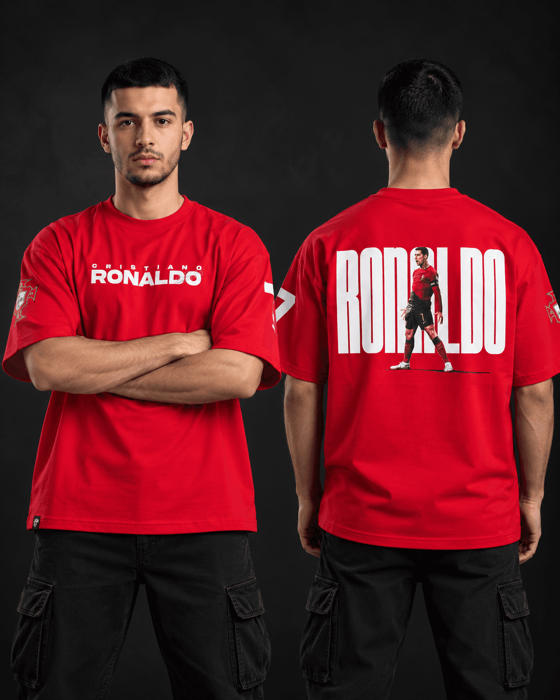 Red Ronaldo Shirt Front and Back