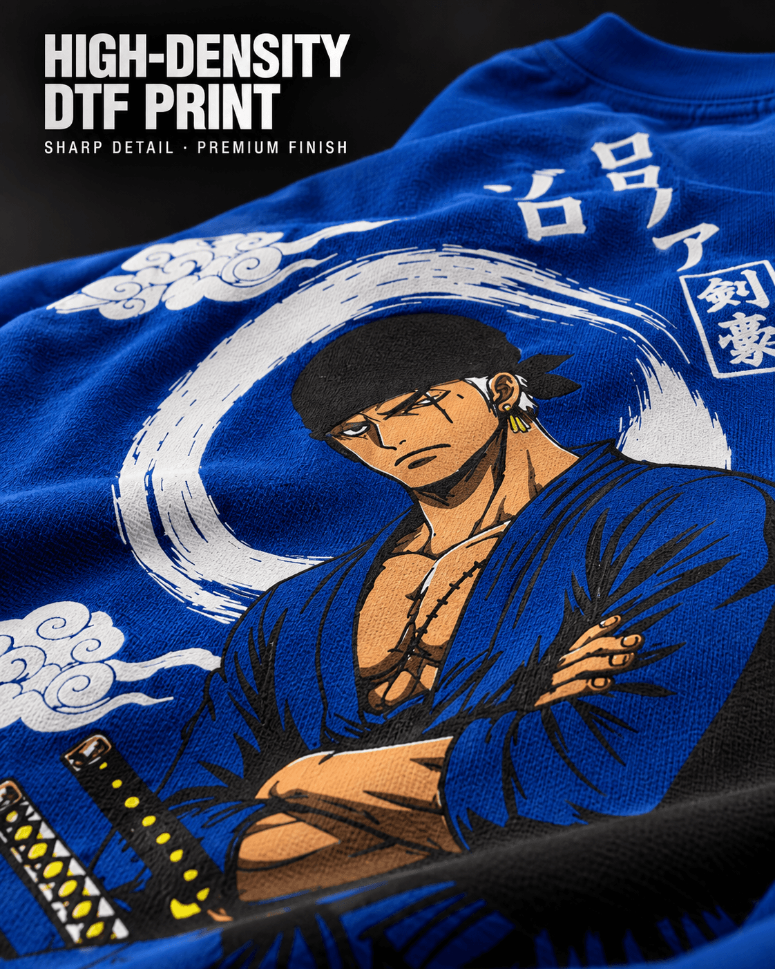 Roronoa Zoro anime graphic print close-up