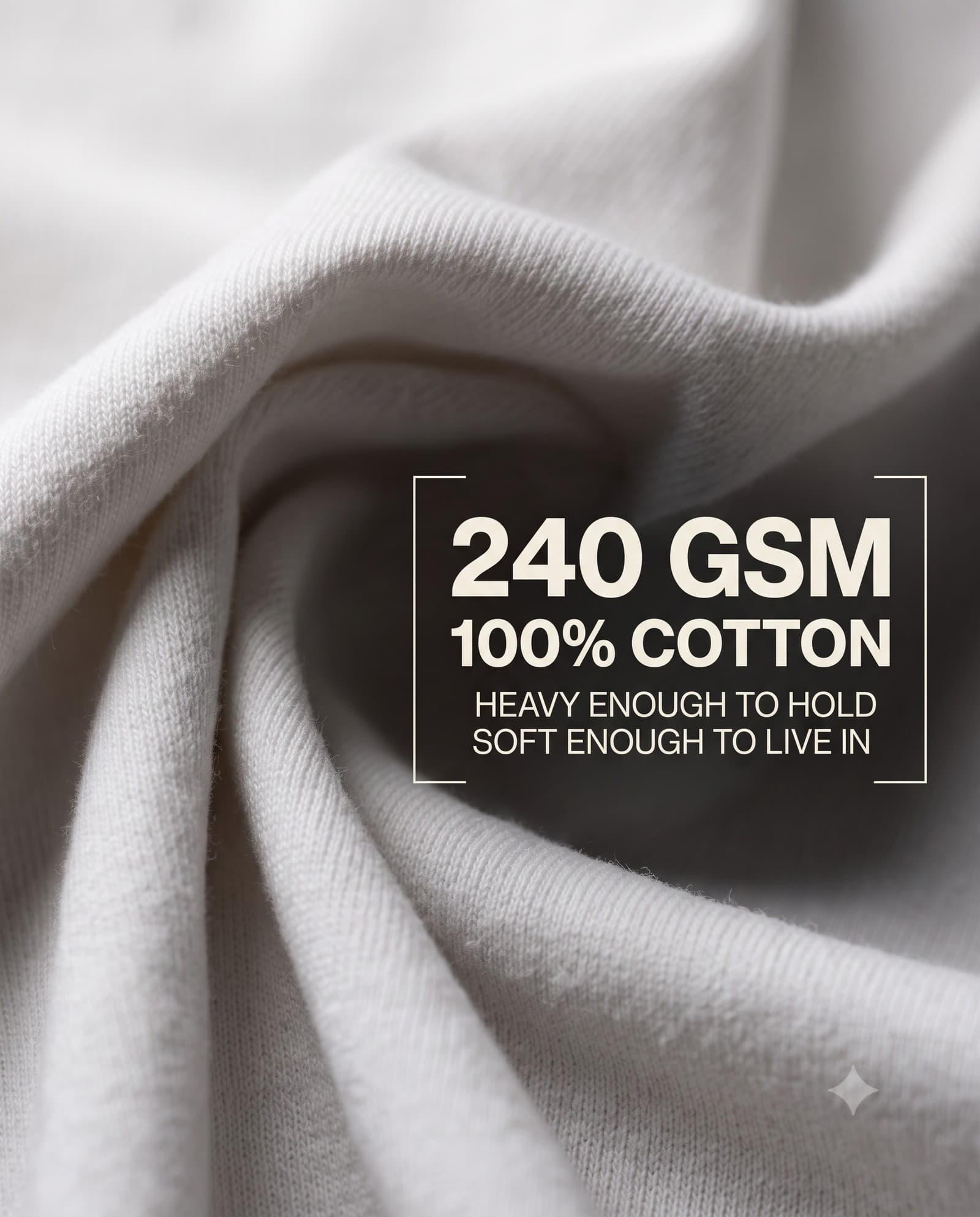 White oversized t-shirt 240 GSM cotton fabric close-up