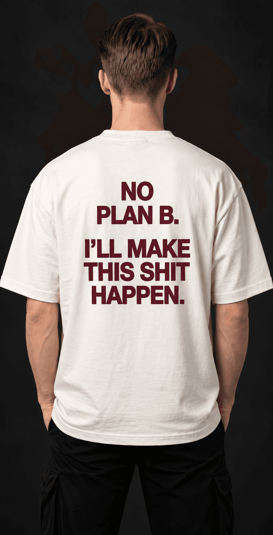 No Plan B oversized typography t-shirt back view in cream